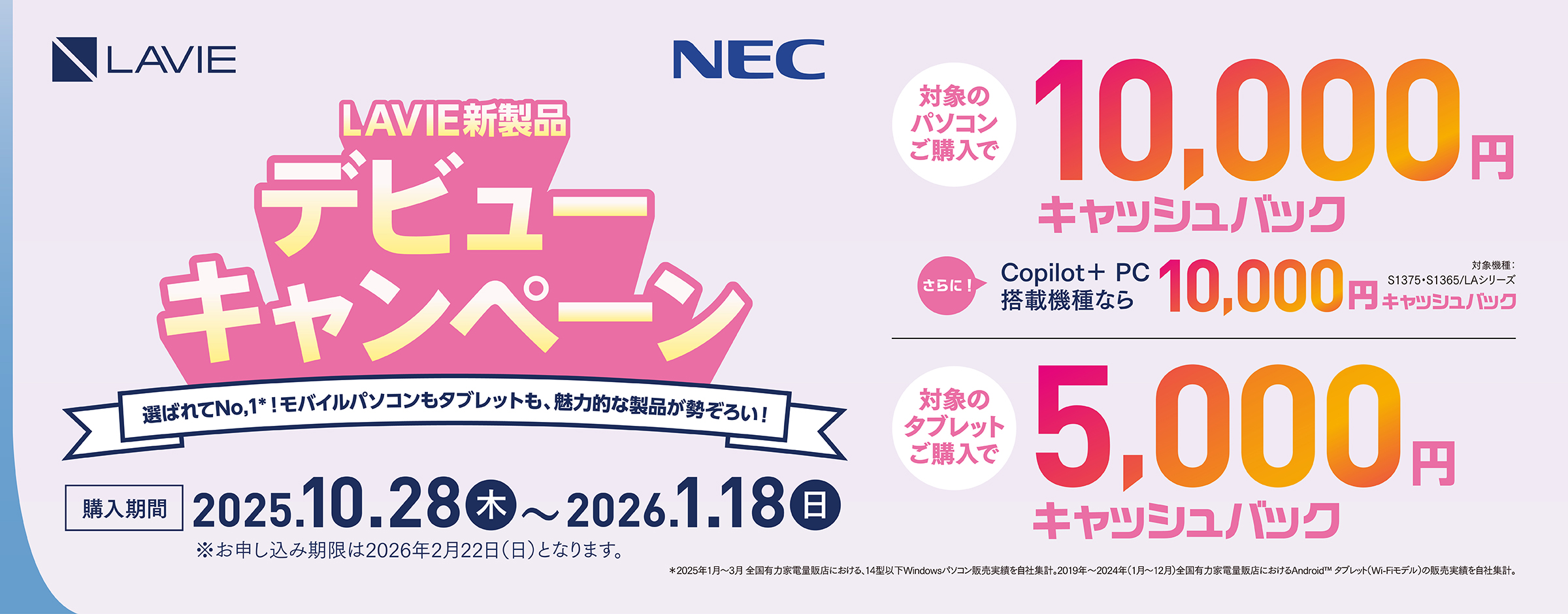 NEC cashbackキャンペーン