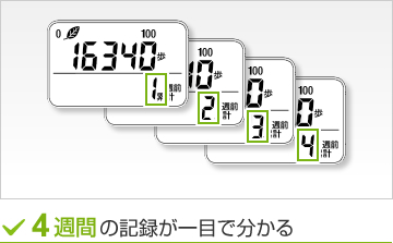 4週間の記録が一目で分かる