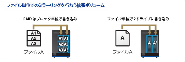 ファイル単位でのミラーリングを行う拡張ボリューム