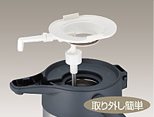 フタやパイプユニットを取り外すことができ、本体の洗浄も簡単。