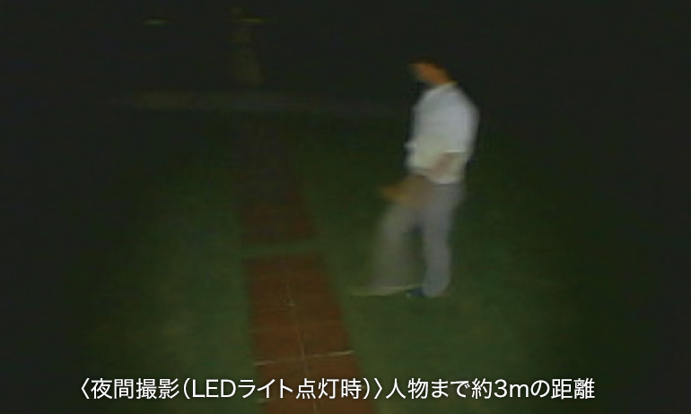 〈夜間撮影（LEDライト点灯時）〉 人物まで約3 mの距離