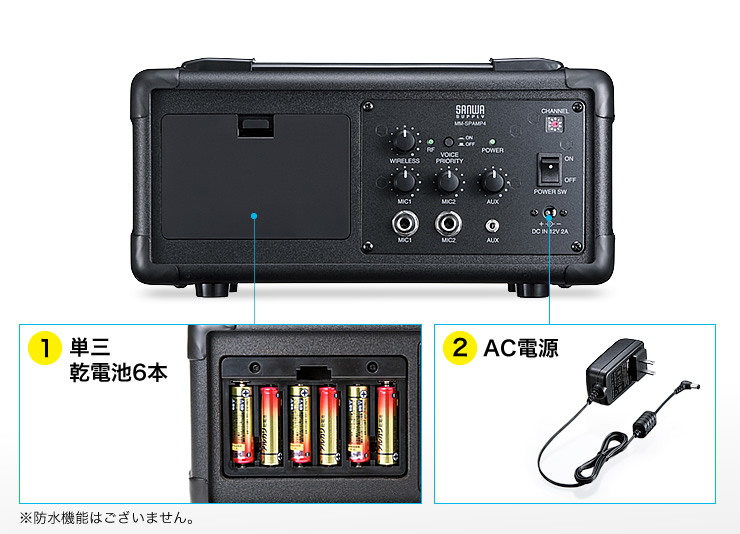 白 フリル付 サンワサプライ ワイヤレスマイク付き拡声器スピーカー MM