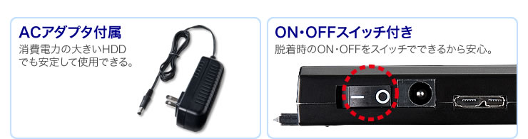 ACアダプタ付属　ON・OFFスイッチ付き