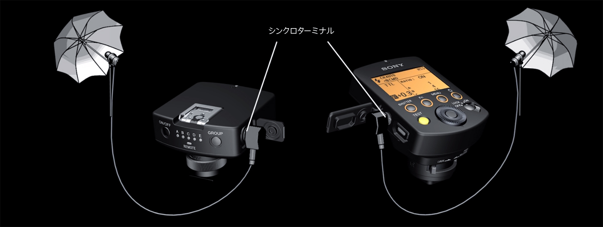 スタジオ用の大型ストロボを接続可能