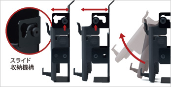 スライド収納機構採用　より多くのポータブルHDDに対応しました。