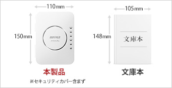 本製品と文庫本のサイズ比較図