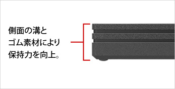 側面に溝をつけることで保持力を向上。