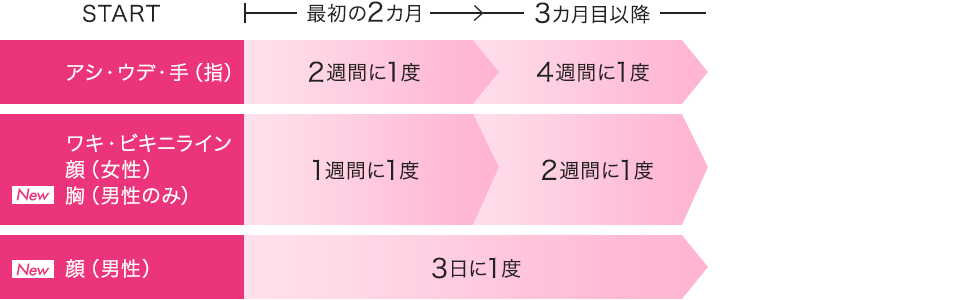 各部位のお手入れ頻度