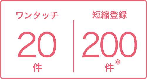 画像:ワンタッチ20件 短縮登録200件*