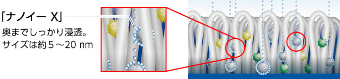 「ナノイーX」奥までしっかり浸透。サイズは約5〜20 nm
