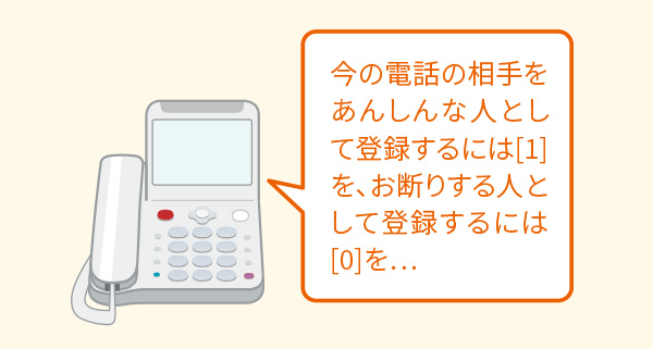 電話の後に、次回の着信許可/拒否を振り分け