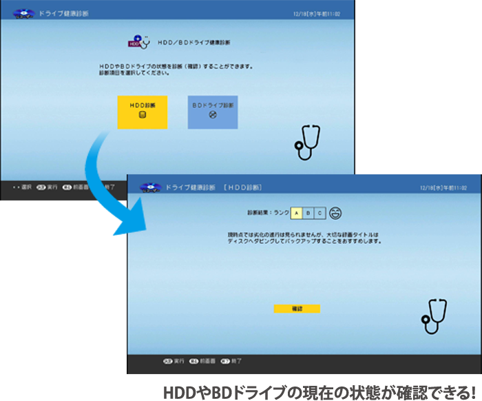 イメージ画像:HDDやBDドライブの今の状態が確認できる!