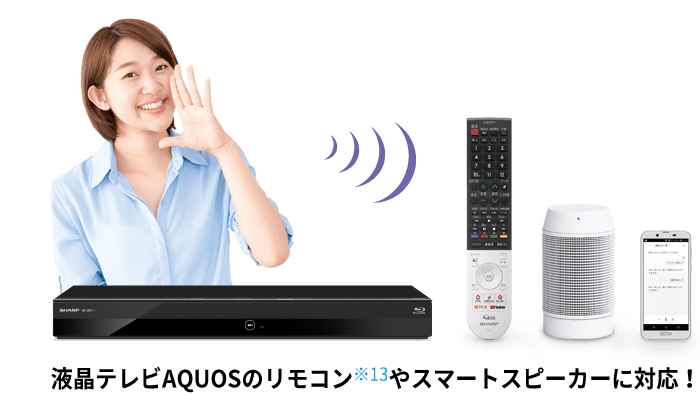 液晶テレビAQUOSのリモコン※11やスマートスピーカーに対応！
