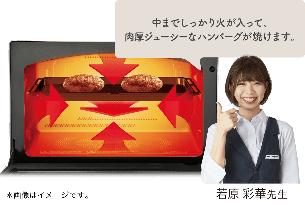 中までしっかり火が入って、肉厚ジューシーなハンバーグが焼けます。