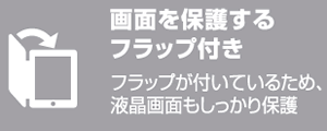 未使用時に液晶画面部分をカバーするフラップが付属