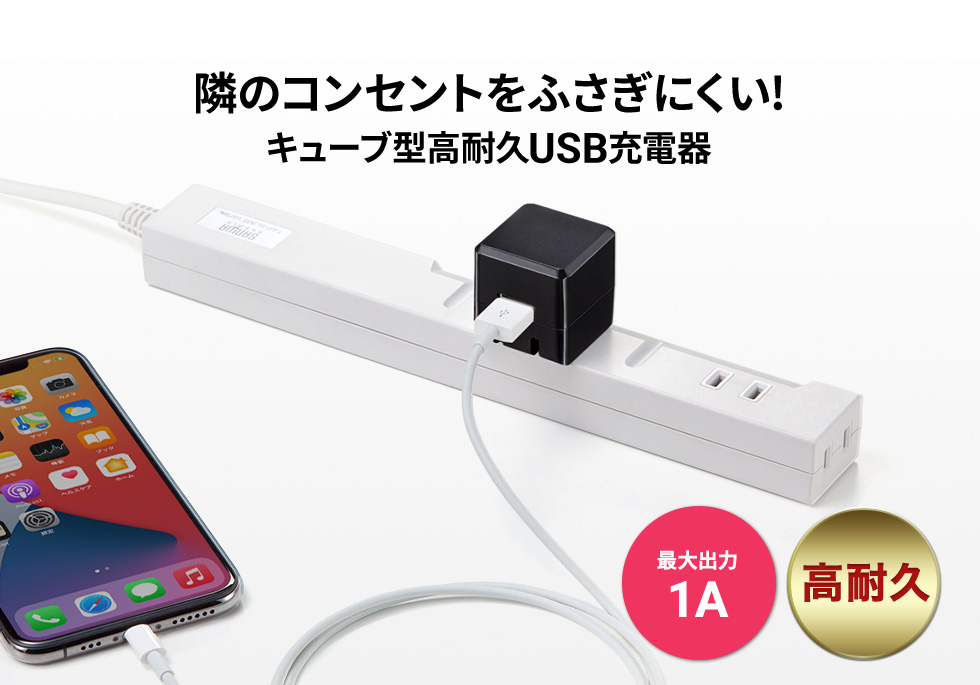 スペシャルオファ USB充電器 1A 広温度範囲対応タイプ ACA-IP69BK