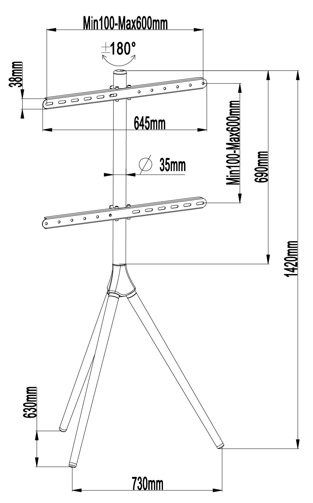 JAPANNEXT ジャパンネクスト 最大65インチ対応 トライレッグ（三脚式）ディスプレイスタンド Kタイプ JN-3265-TRIWOOD e-TREND｜JAPANNEXT JN-3265-TRIWOOD [三脚式大型モニター用スタンド