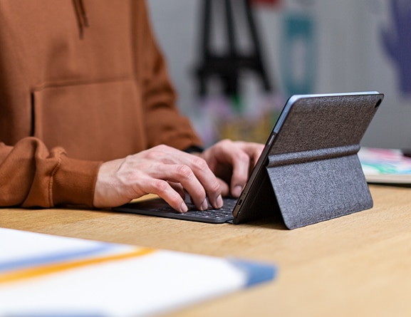 IdeaPad Duet Chromebook Overhead View Typing