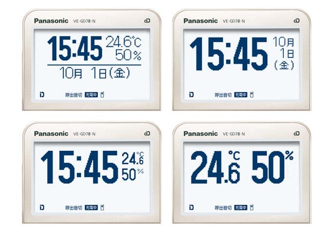 親機の液晶画面の文字が大きくなって見やすくなり、待受画面も4種類からお好みの表示を選択できるようになりました。