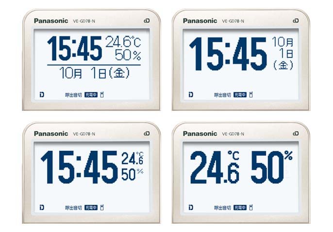 親機の液晶画面の文字が大きくなって見やすくなり、待受画面も４種類からお好みの表示を選択できるようになりました。