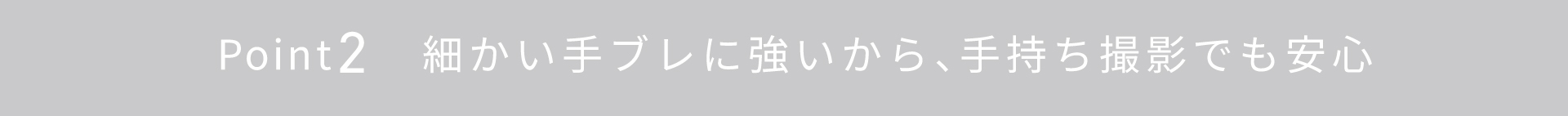Point2 細かい手ブレに強いから、手持ち撮影でも安心