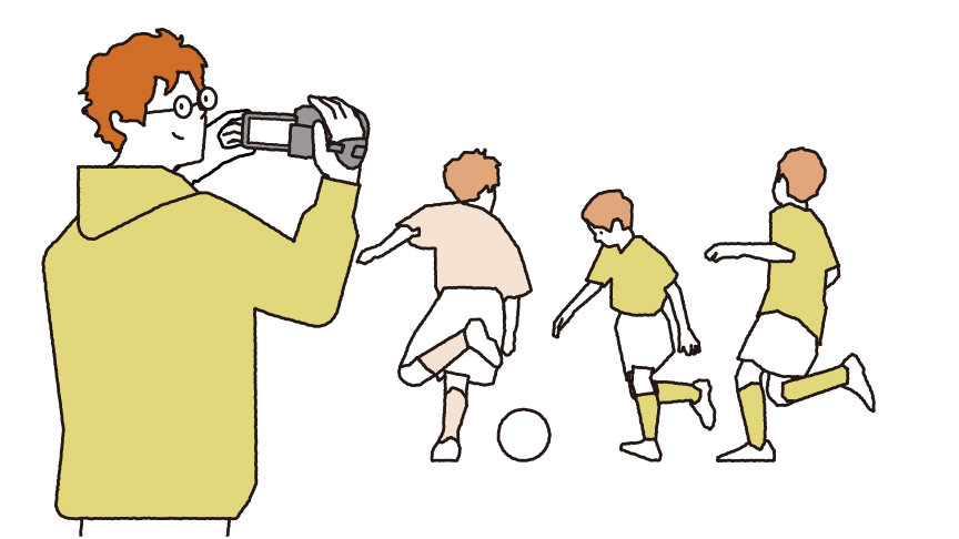 サッカーの撮影