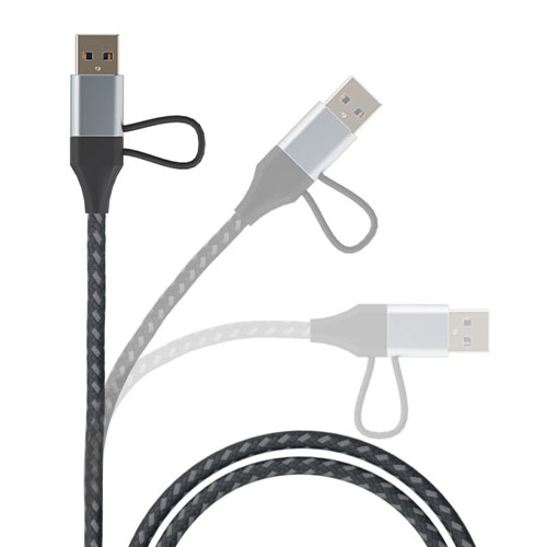 ナイロン素材（編込）ケーブルで高い耐久性を実現