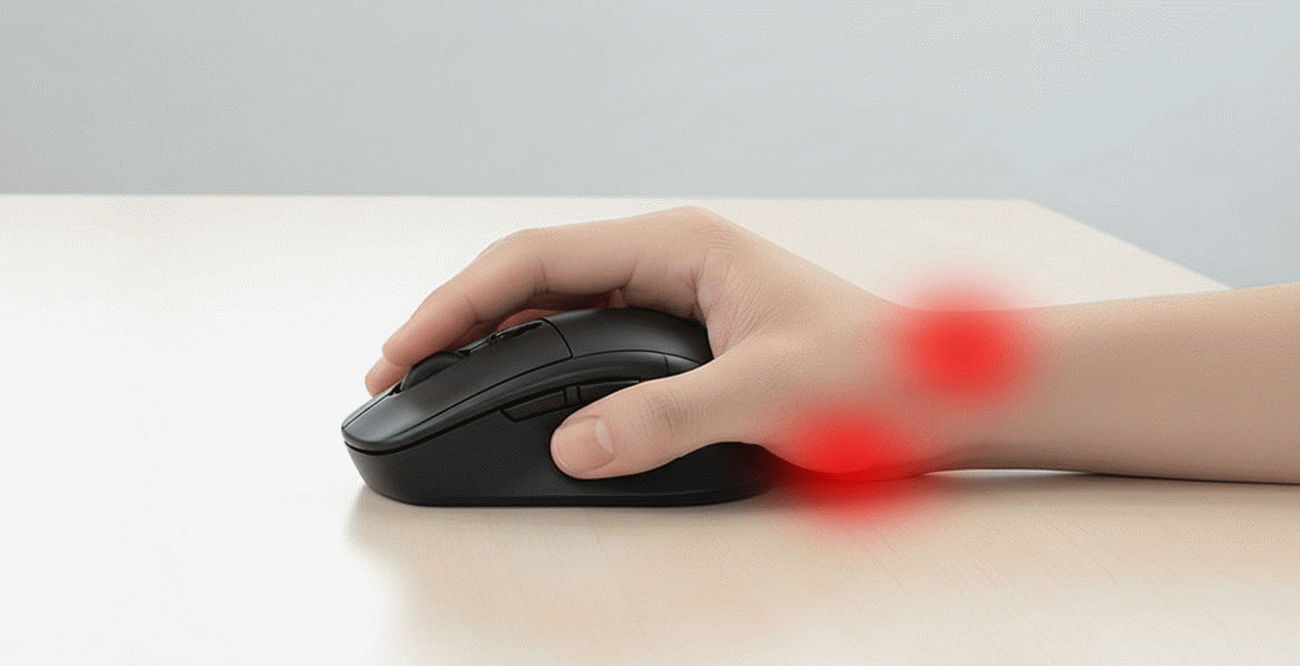 手首の負担を軽減するエルゴノミクス形状