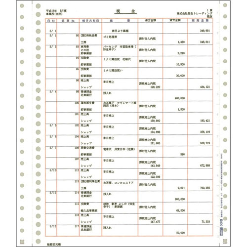 弥生 334001 [A4元帳連続用紙3行明細]