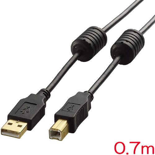 エレコム U2C-BF07BK [USB2.0ケーブル/フェライトコア付 ABタイプ/0.7m(ブラック)]