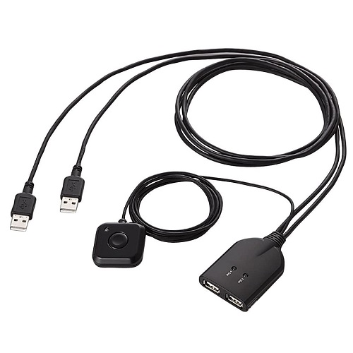 エレコム KM-A22BBK [USB対応ケーブル一体型キーボード・マウス用パソコン切替器 (ブラック)]