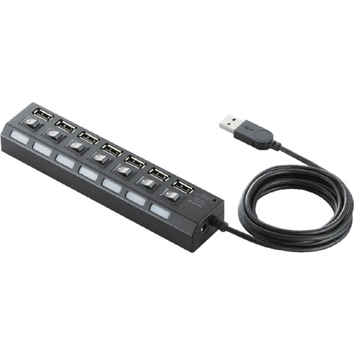 エレコム U2H-TZS720SBK [USBHUB/個別スイッチ付/セルフパワー/7ポート/2m/ブラック]