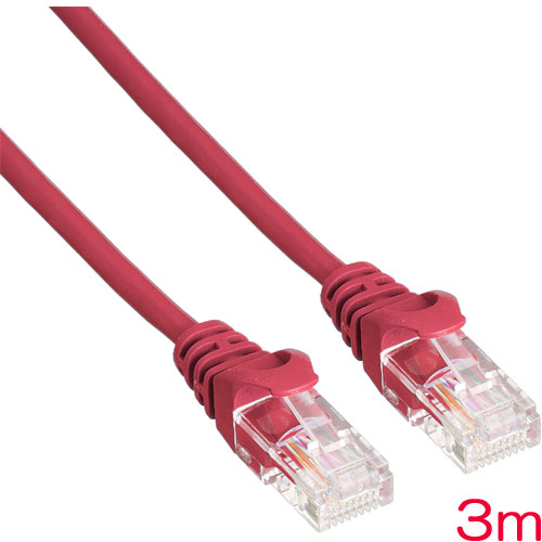 グリーンハウス GH-CBE5E-3MR [CAT5E LANケーブル 簡易パッケージ レッド 3M]