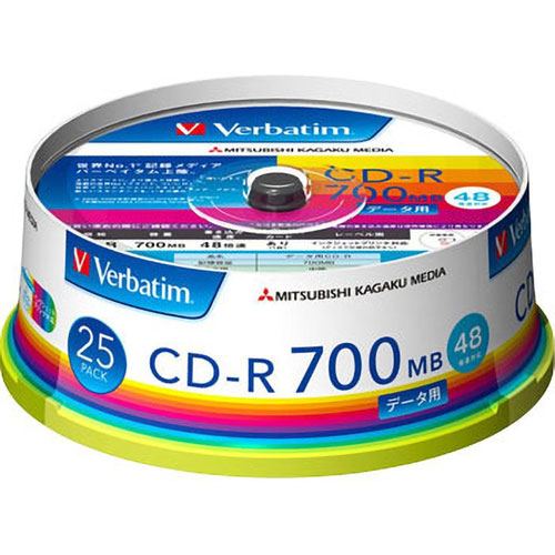 三菱化学メディア SR80FP25V1 [CD-R 700MB PCデータ用 48倍速対応 25枚スピンドルケース入り ワイド印刷可能]