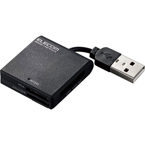 MR-K009BK [USB2.0/1.1 ケーブル固定メモリカードリーダ/43+5メディア/ブラック]
