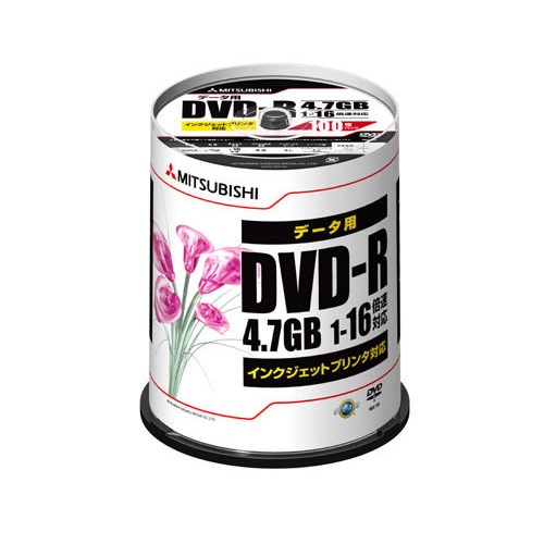 三菱化学メディア DHR47JPP100 [DVD-R 4.7GB PCデータ用 16倍速対応 100枚スピンドルケース入り ワイド印刷可能]