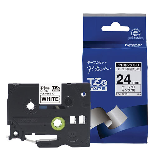 TZe-FX251 [フレキシブルIDテープ(白地/黒字) 24mm]