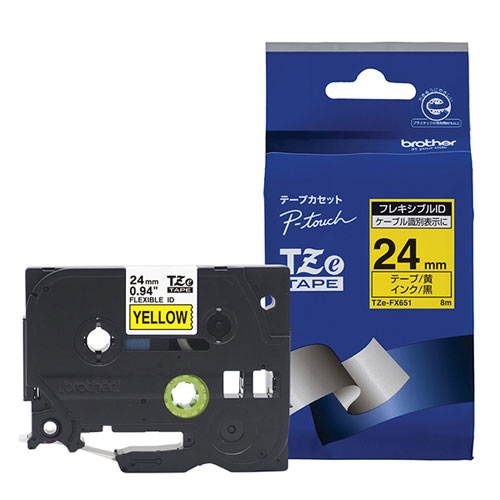 TZe-FX651 [フレキシブルIDテープ(黄地/黒字) 24mm]