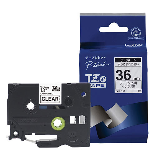 ブラザー TZe-161 [ラミネートテープ(透明地/黒字) 36mm]