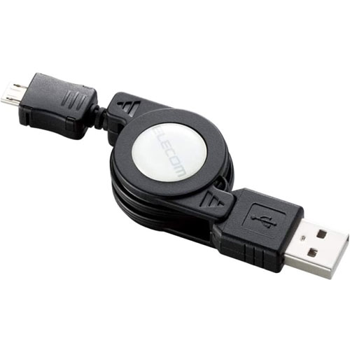 エレコム U2C-AMBIRL07BK [巻取Micro-USB(A-MicroB)ケーブル/0.7m/ブラック]
