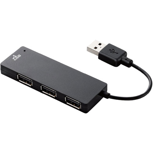 エレコム U2H-SMC4BBK [USBハブ/3ポート+microSDスロット/バスパワー/ブラック]