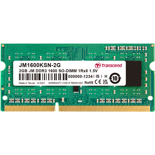 トランセンド JM1600KSN-2G [DDR3 Memory 204Pin SO-DIMM DDR3-1600 2GB]