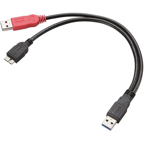 エレコム USB3-AAMB5DPBK [WパワーUSB3.0ケーブル/Y字/microB/簡易パッケージ]