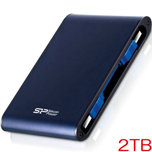 シリコンパワー Armor A80 SP020TBPHDA80S3B [USB3.0 防水 ArmorA80 ポータブルHDD 2TB Blue]