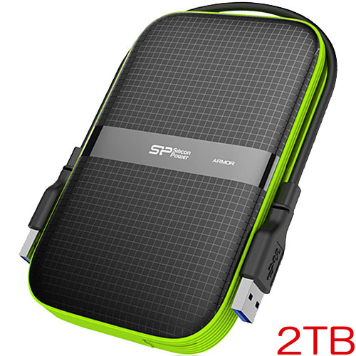 シリコンパワー Armor A60 SP020TBPHDA60S3K [USB3.0対応生活防水ポータブルHDD 2TB]