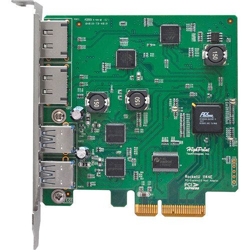 HighPoint RU1144E [RocketU 1144E USB3.1 4ポート、SATA 6Gb/s 外部 eSATA 2ポート PCIe 2.0]