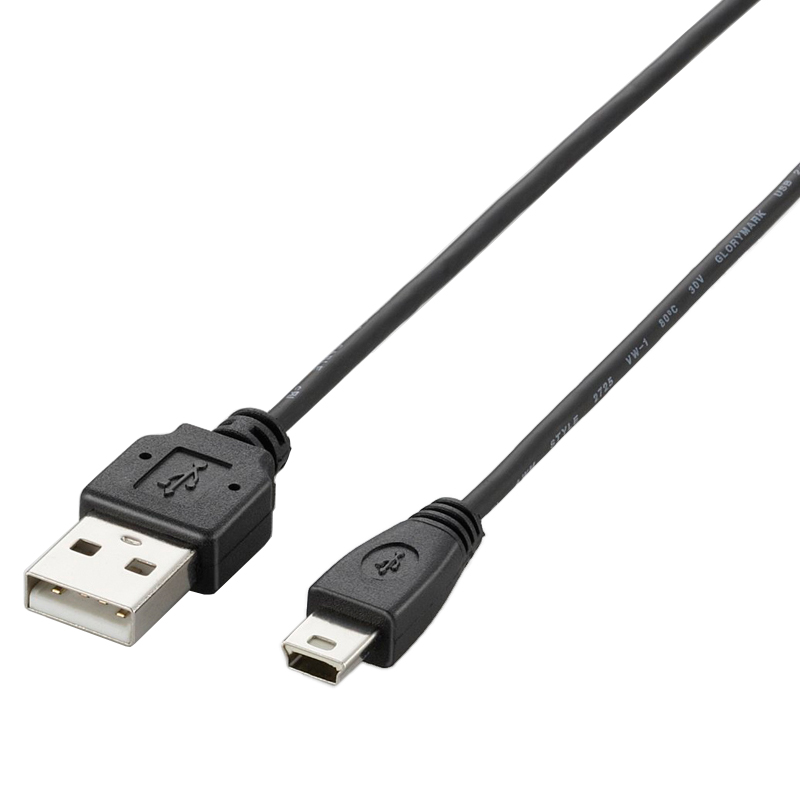 エレコム U2C-MXN05BK [USB2.0ケーブル/A-miniB/極細/0.5m/ブラック]
