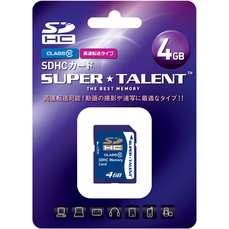 e-TREND｜SUPER TALENT ST04SDC10 [SDHCメモリーカード 4GB Class10]