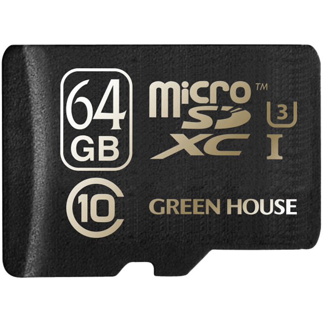 グリーンハウス GH-SDMRXCUA64G [microSDXCカード UHS-I U3 クラス10 64GB]