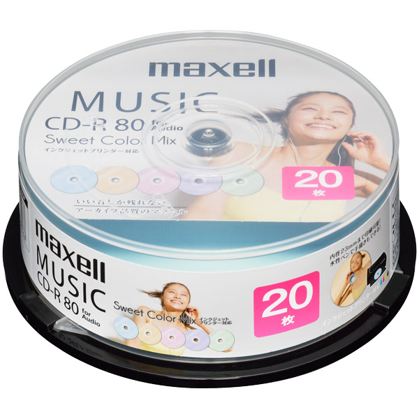 日立マクセル Sweet Color Mix CDRA80PSM.20SP [音楽用CD-R 80分 20枚SP]